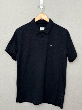 Rag & Bone | Standard Issue Short Sleeve Polo | Vintage Wash Black | Size Large